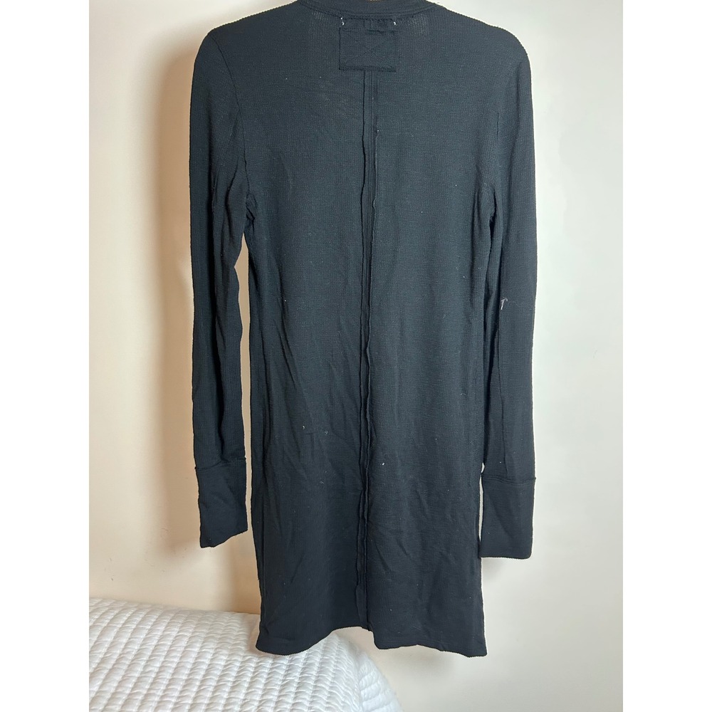 Free People We The Free Black Thermal Knit Longline Button Front Cardigan Small - Picture 5 of 6